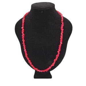 Handmade Simulated Coral Necklace Red Tropical Beach Barrel Clasp Vintage